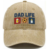 Dad Life Soccer Beer Baby Bottle Washed Cotton Baseball Cap Fathers Day Gift