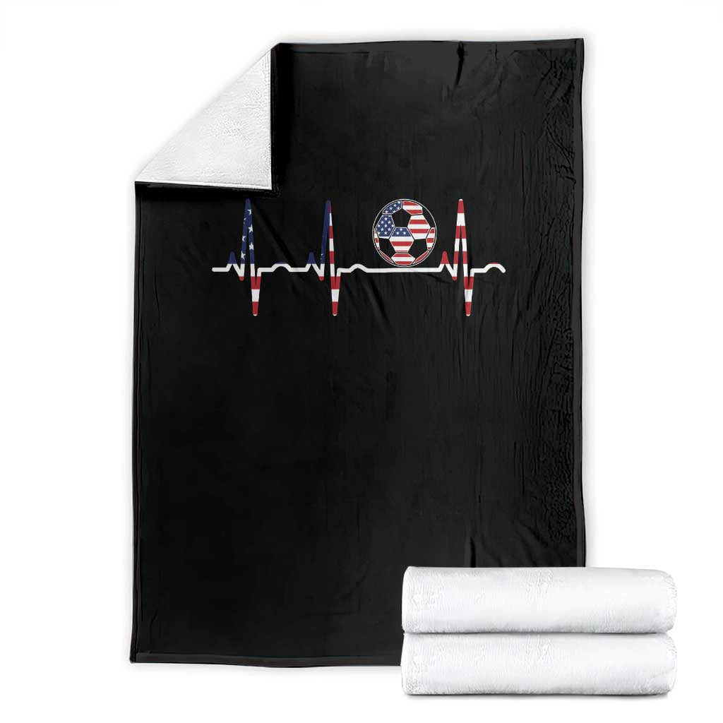 USA Soccer Heartbeat Throw Blanket American Flag Football Pulse