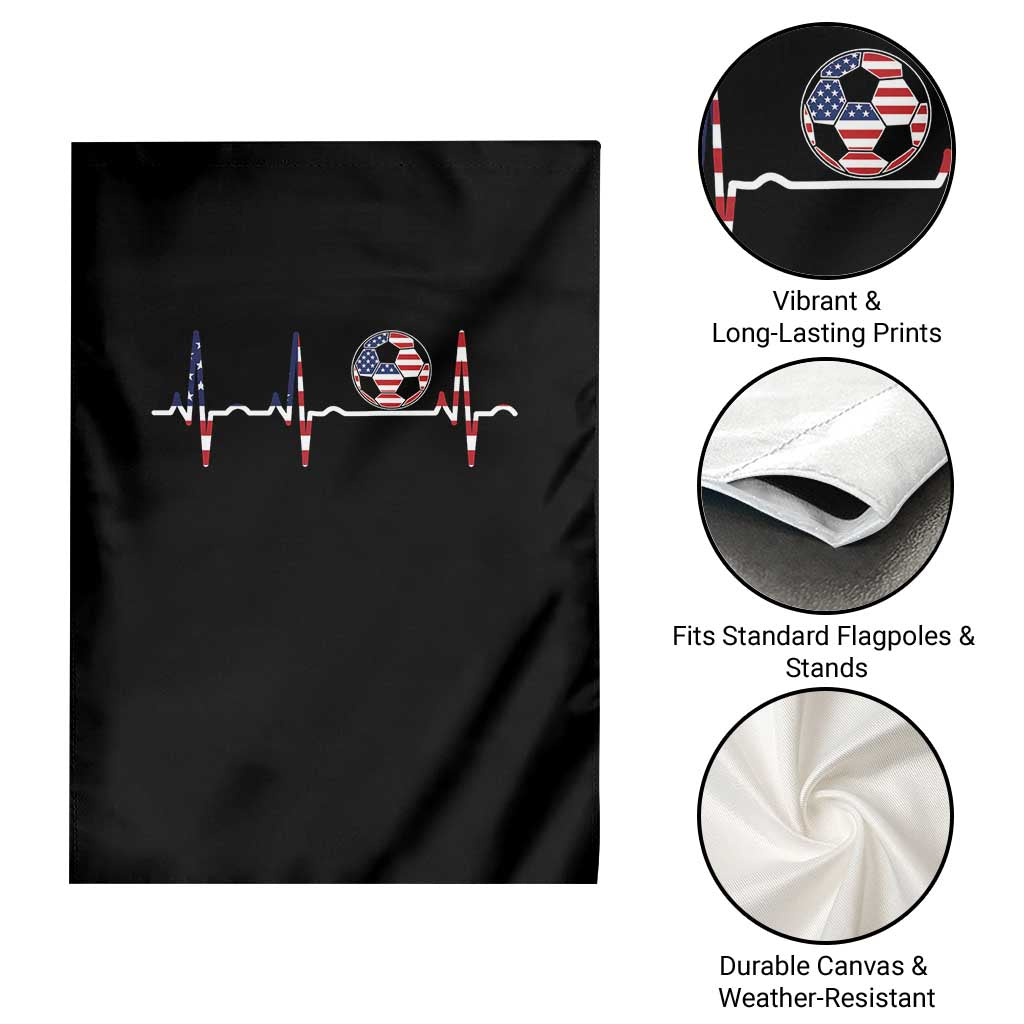 USA Soccer Heartbeat Garden Flag American Flag Football Pulse