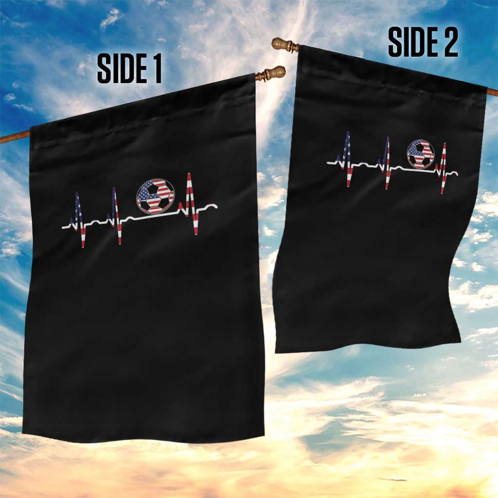 USA Soccer Heartbeat Garden Flag American Flag Football Pulse