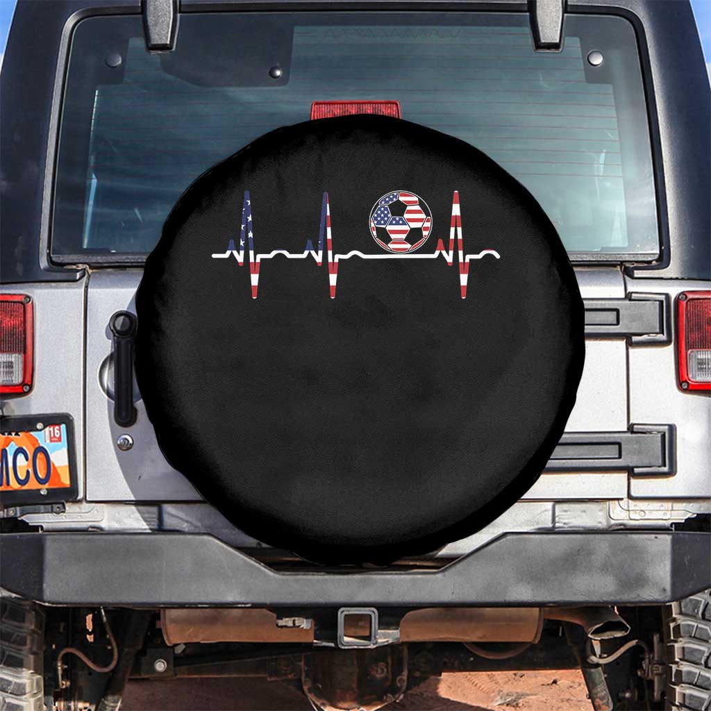 USA Soccer Heartbeat Spare Tire Cover American Flag Football Pulse