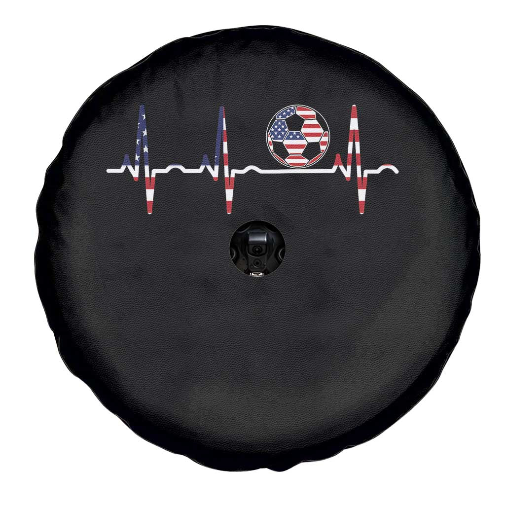 USA Soccer Heartbeat Spare Tire Cover American Flag Football Pulse
