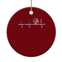 USA Soccer Heartbeat Ceramic Ornament American Flag Football Pulse