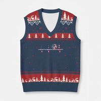 USA Soccer Heartbeat V-Neck Knit Sweater Vest American Flag Football Pulse