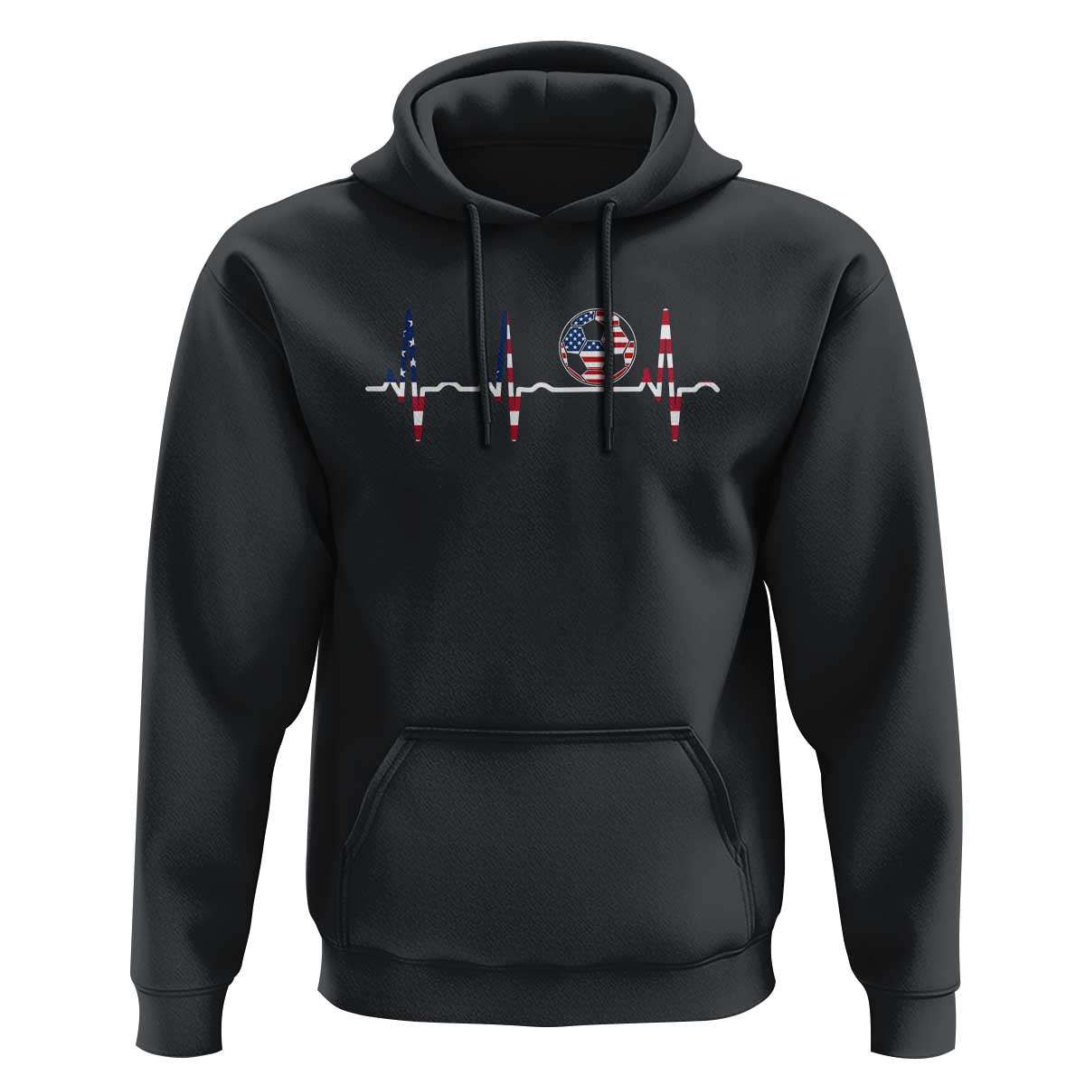 USA Soccer Heartbeat Hoodie American Flag Football Pulse