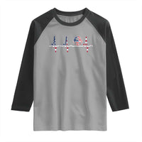 USA Soccer Heartbeat Raglan Shirt American Flag Football Pulse