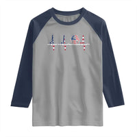 USA Soccer Heartbeat Raglan Shirt American Flag Football Pulse