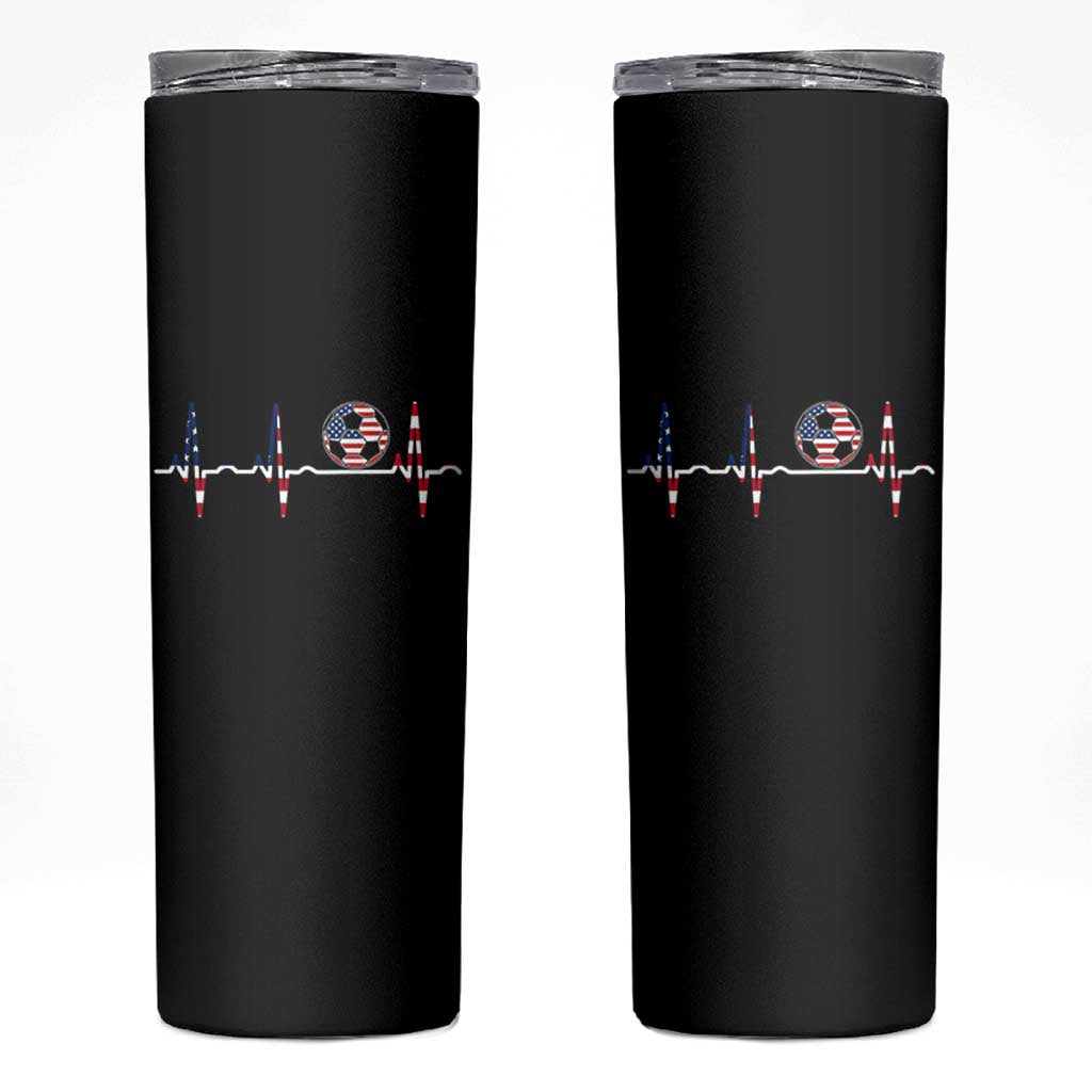 USA Soccer Heartbeat Skinny Tumbler American Flag Football Pulse