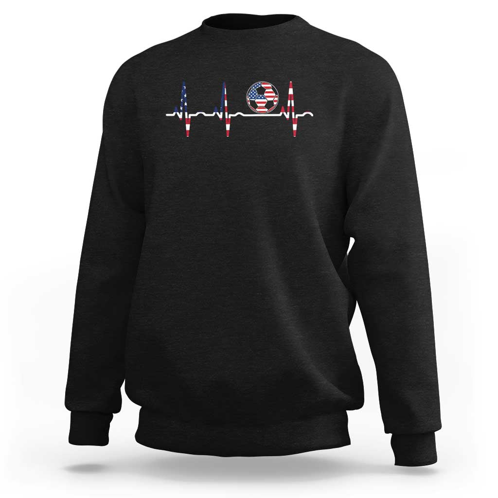 USA Soccer Heartbeat Sweatshirt American Flag Football Pulse