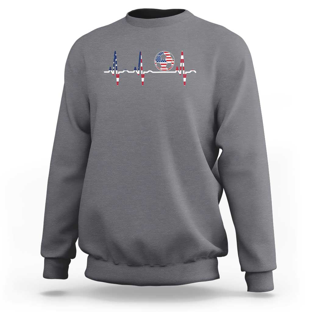 USA Soccer Heartbeat Sweatshirt American Flag Football Pulse