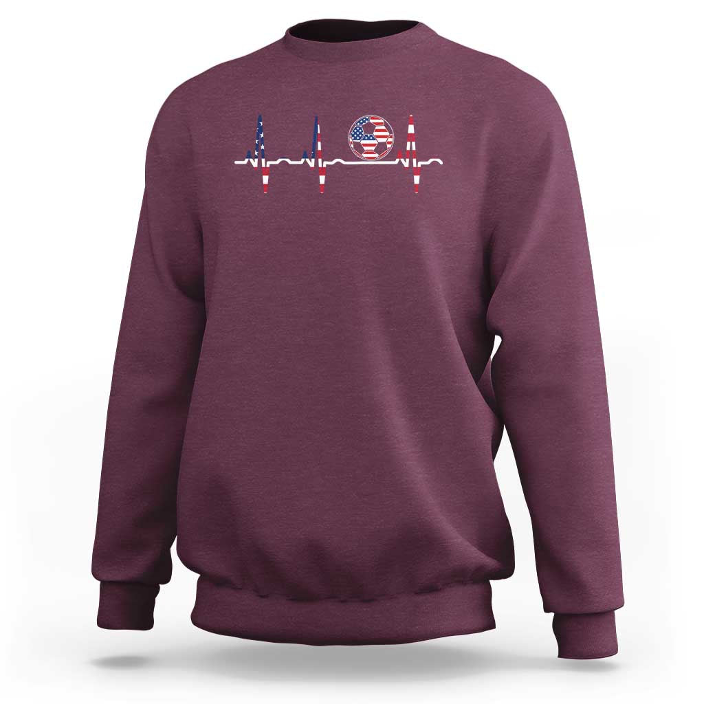 USA Soccer Heartbeat Sweatshirt American Flag Football Pulse