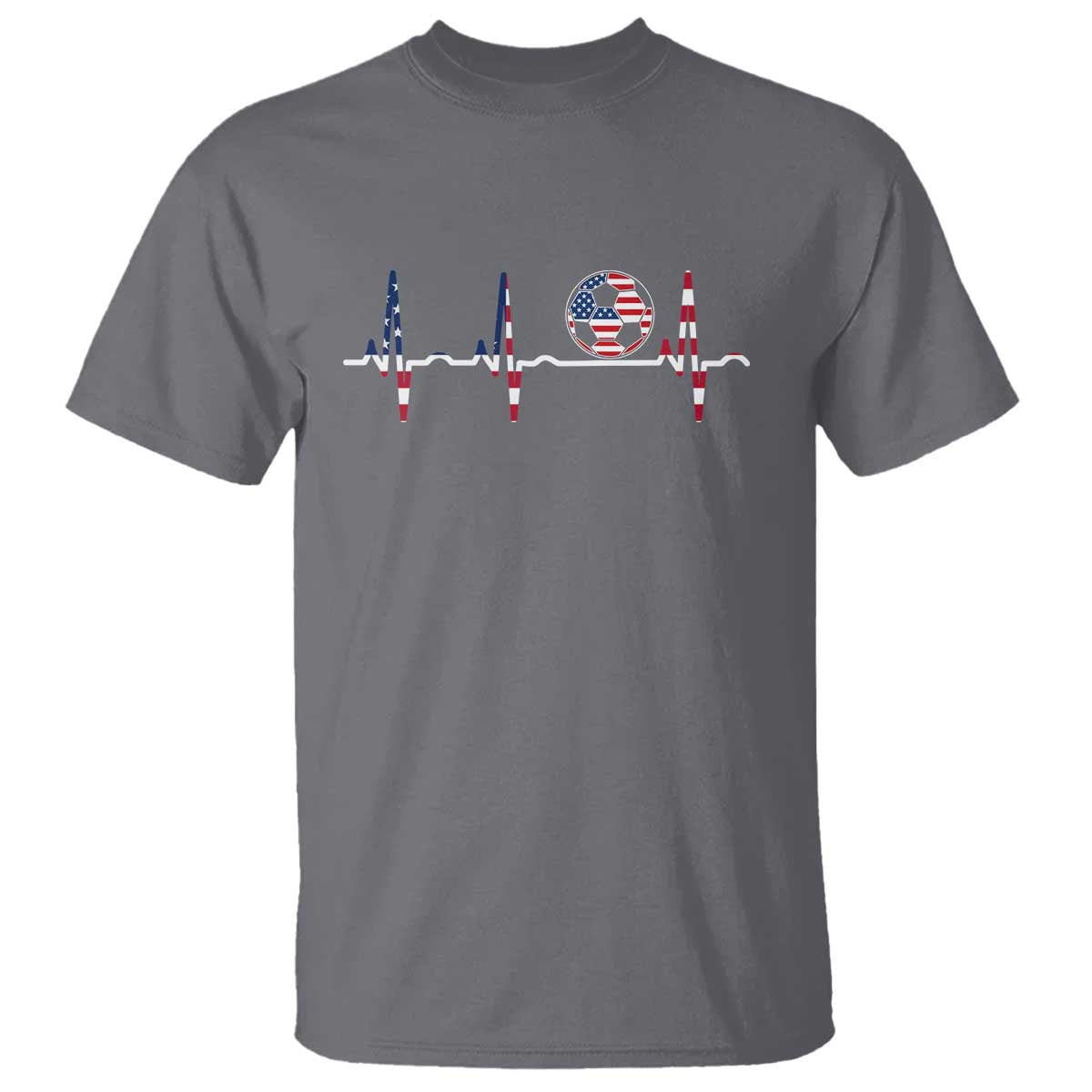 USA Soccer Heartbeat T Shirt American Flag Football Pulse
