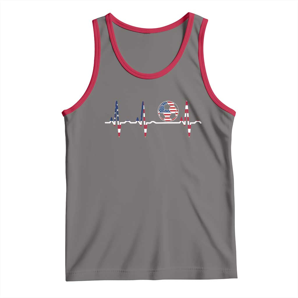 USA Soccer Heartbeat Tank Top American Flag Football Pulse