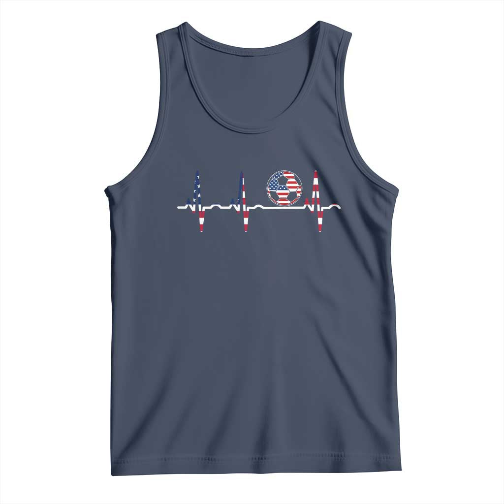 USA Soccer Heartbeat Tank Top American Flag Football Pulse