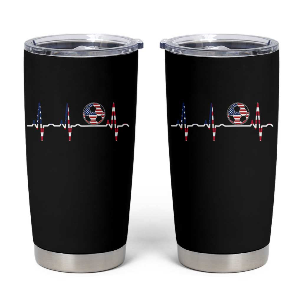 USA Soccer Heartbeat Tumbler Cup American Flag Football Pulse
