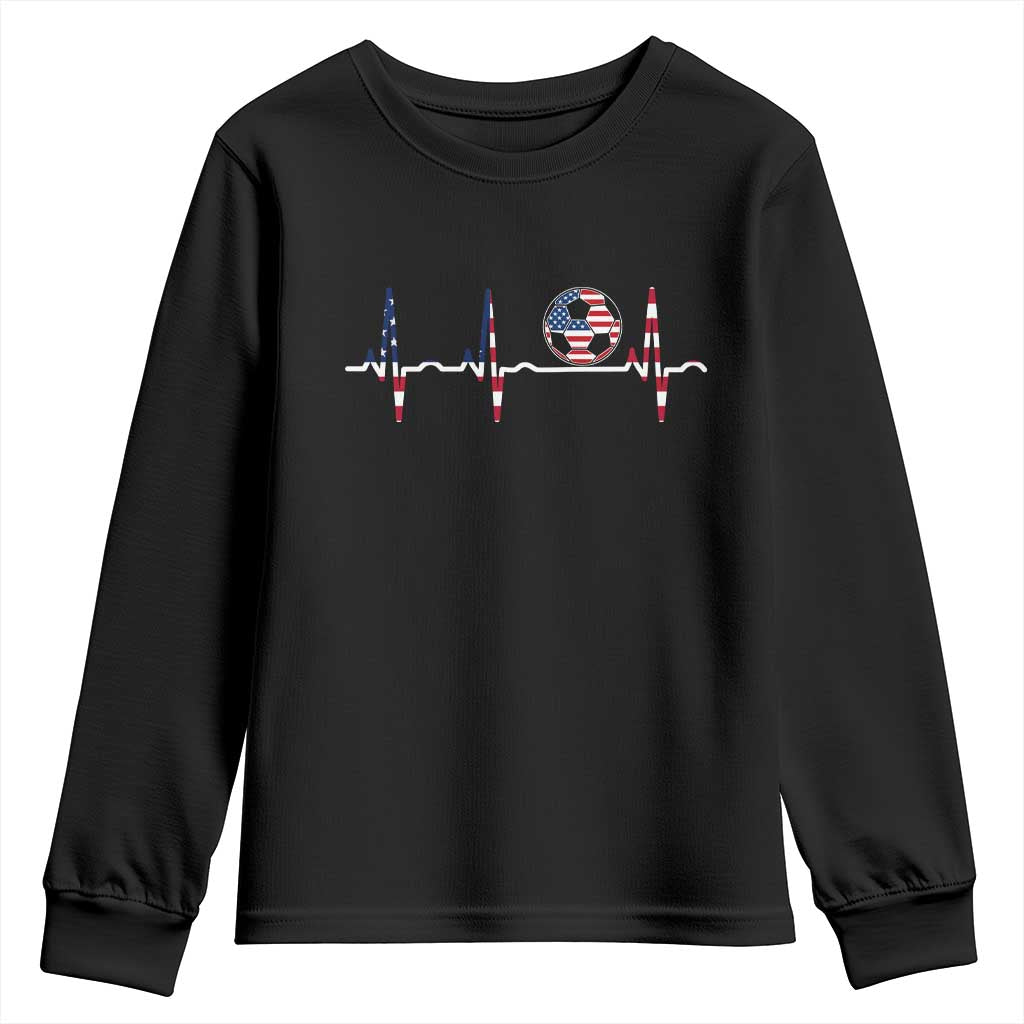 USA Soccer Heartbeat Youth Sweatshirt American Flag Football Pulse