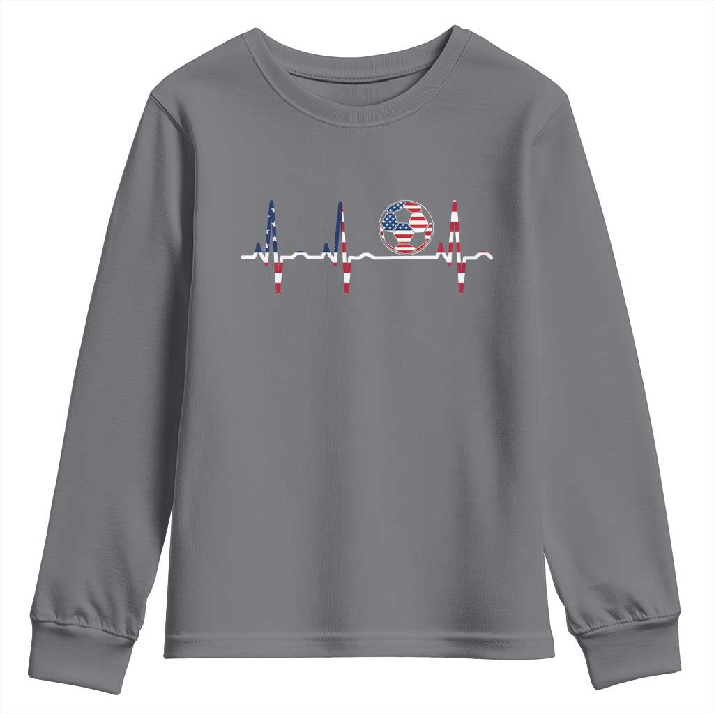 USA Soccer Heartbeat Youth Sweatshirt American Flag Football Pulse