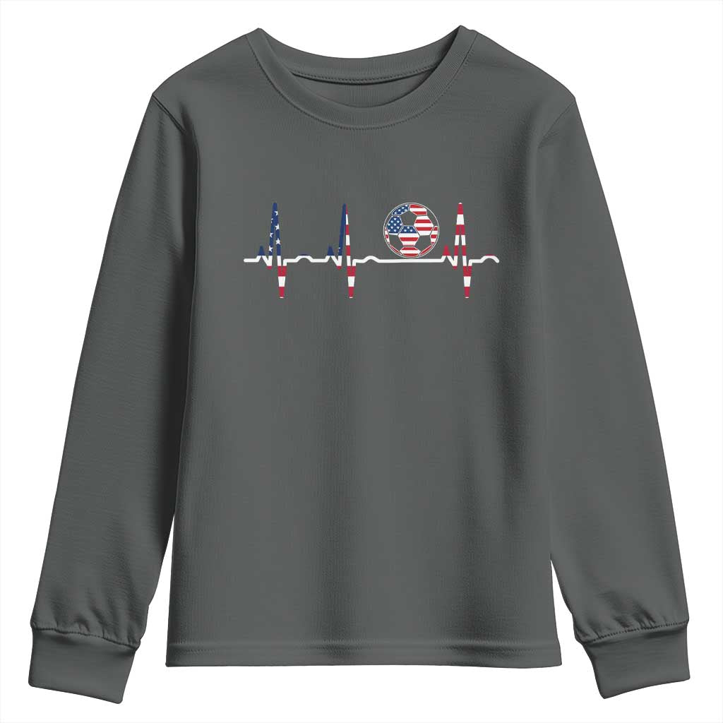 USA Soccer Heartbeat Youth Sweatshirt American Flag Football Pulse
