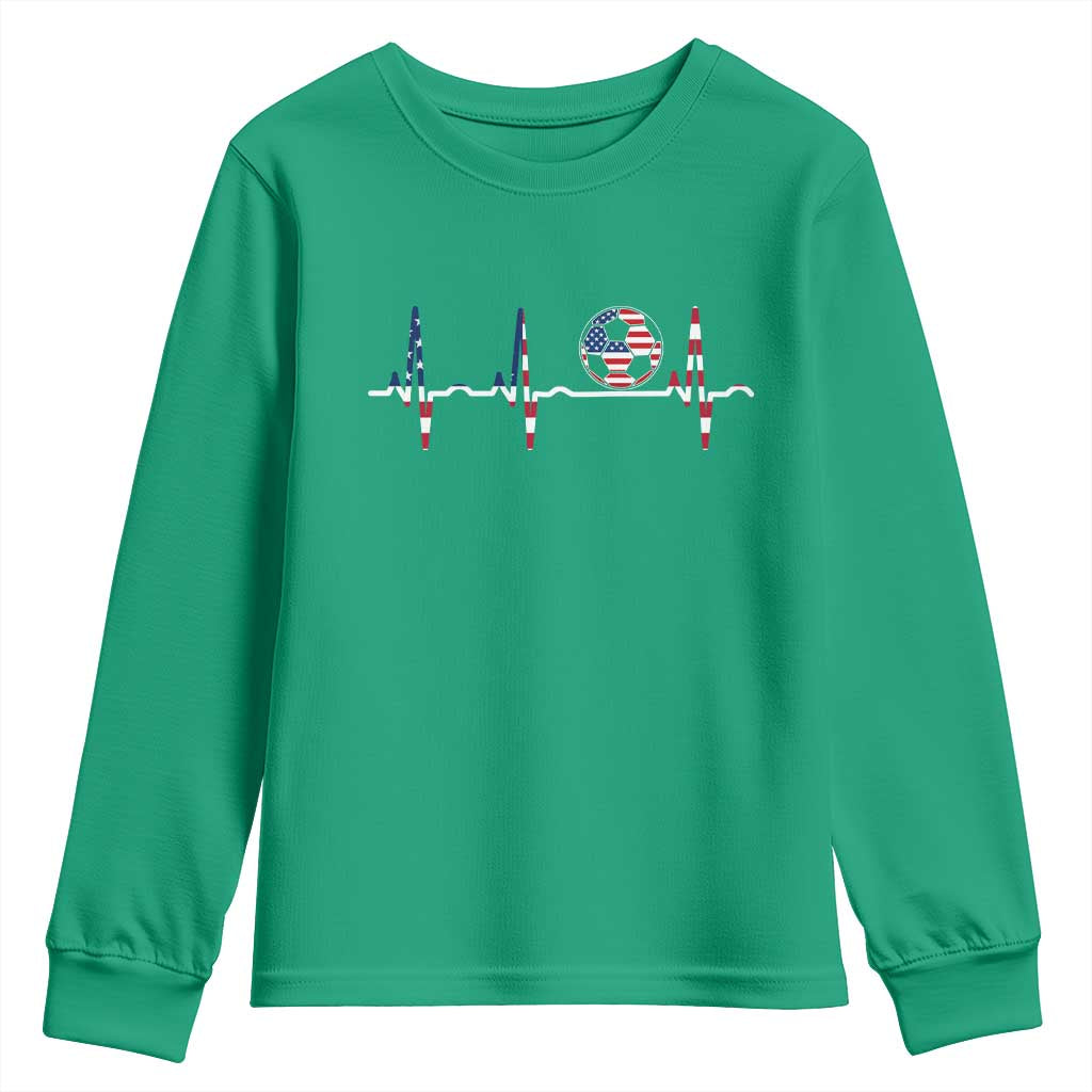 USA Soccer Heartbeat Youth Sweatshirt American Flag Football Pulse