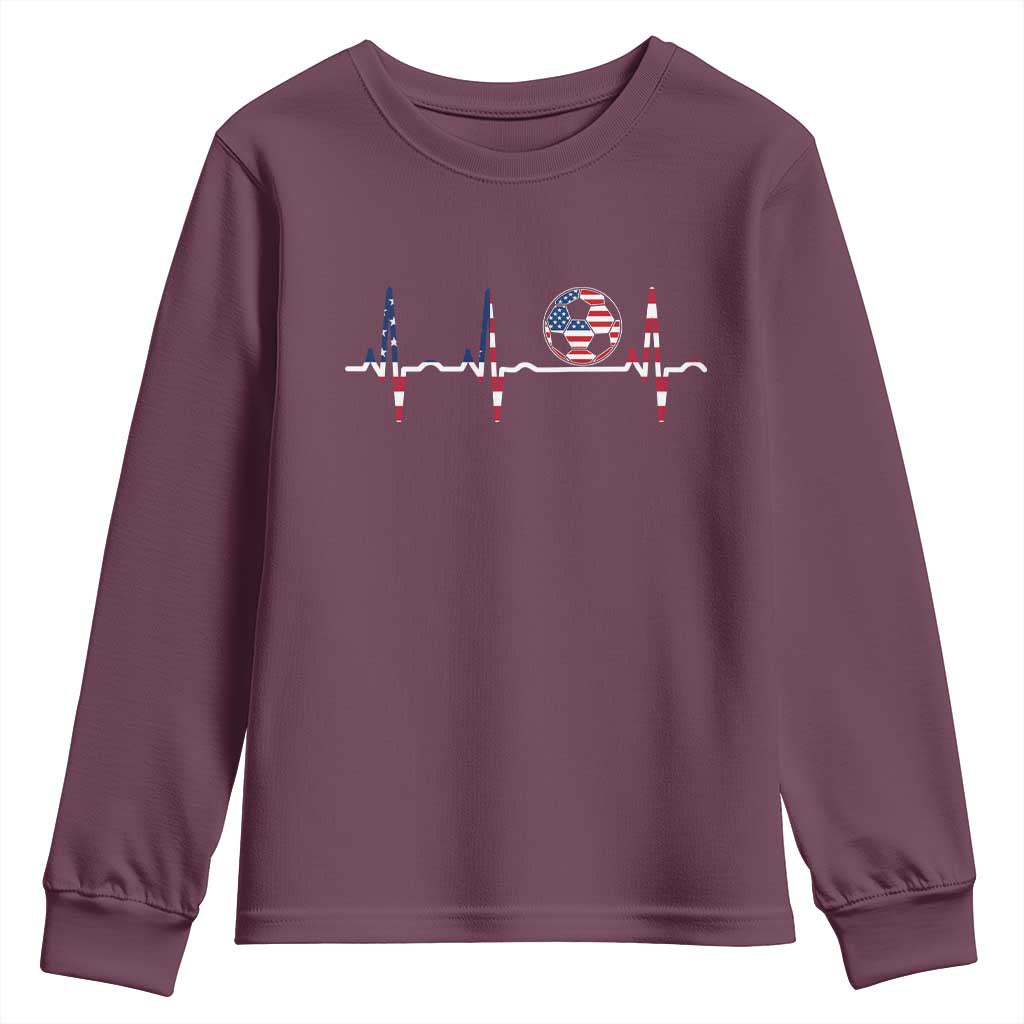 USA Soccer Heartbeat Youth Sweatshirt American Flag Football Pulse