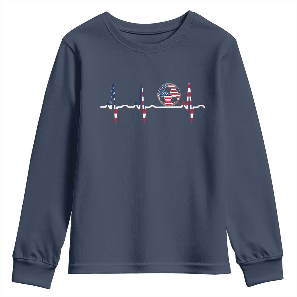 USA Soccer Heartbeat Youth Sweatshirt American Flag Football Pulse