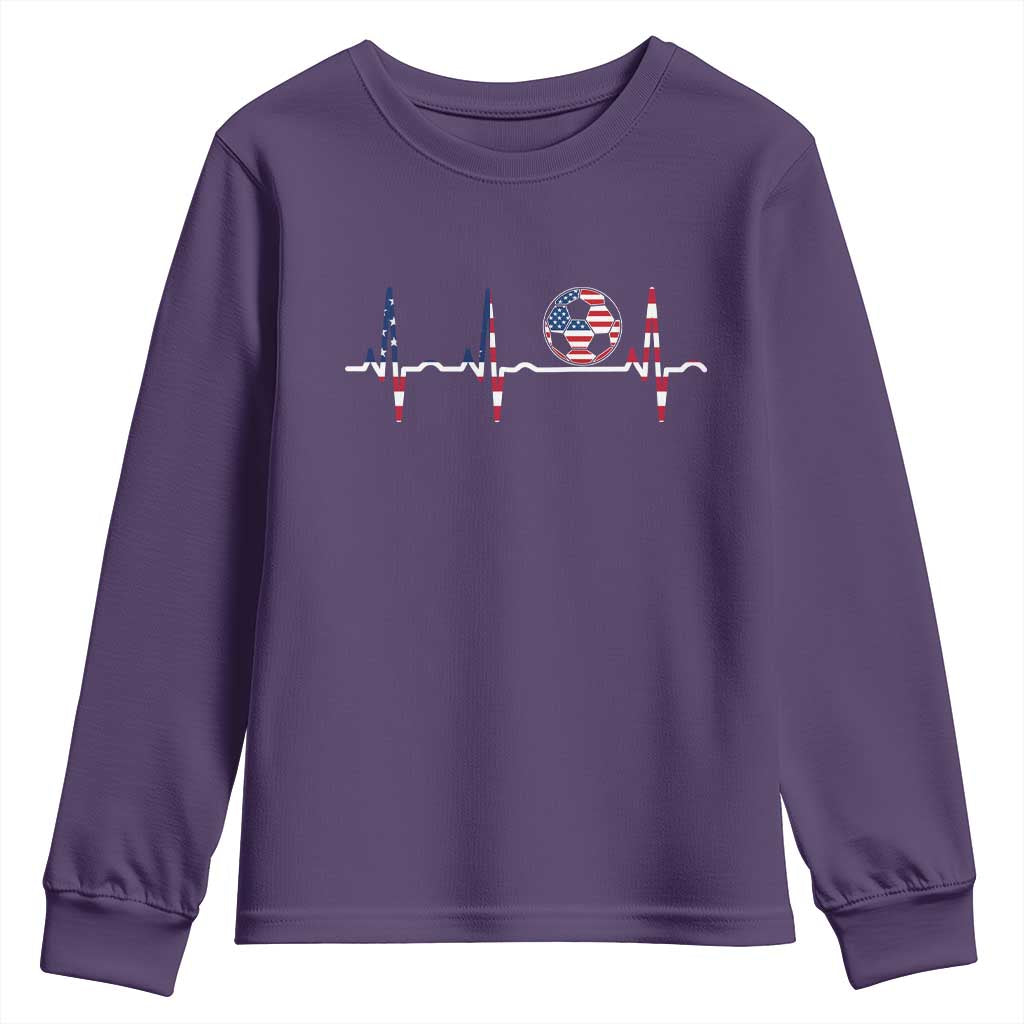 USA Soccer Heartbeat Youth Sweatshirt American Flag Football Pulse