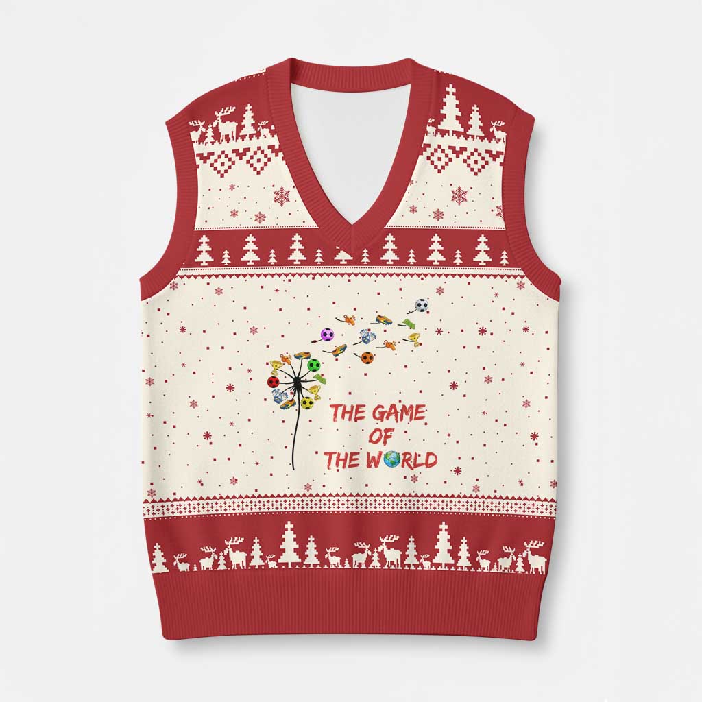 Soccer Dandelion Flower V-Neck Knit Sweater Vest The Game Of The World