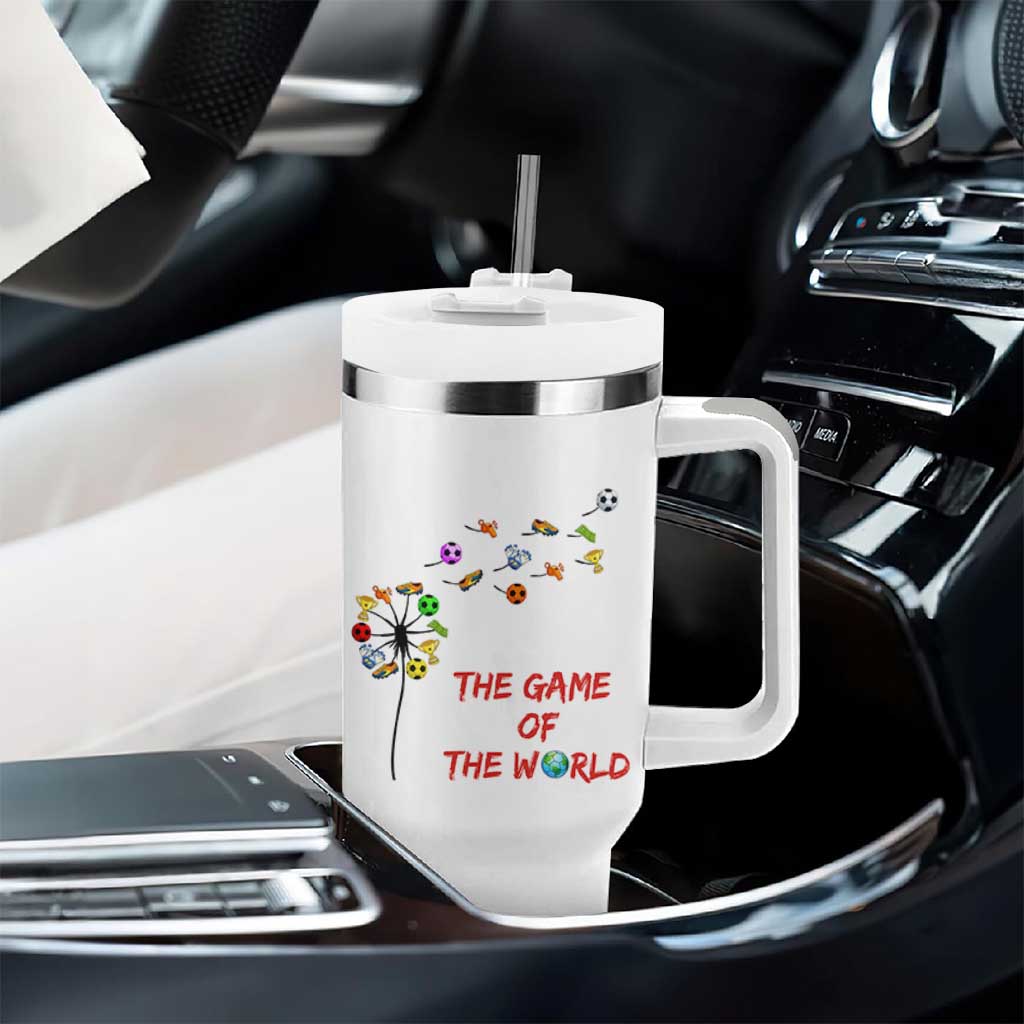 Soccer Dandelion Flower Tumbler With Handle The Game Of The World