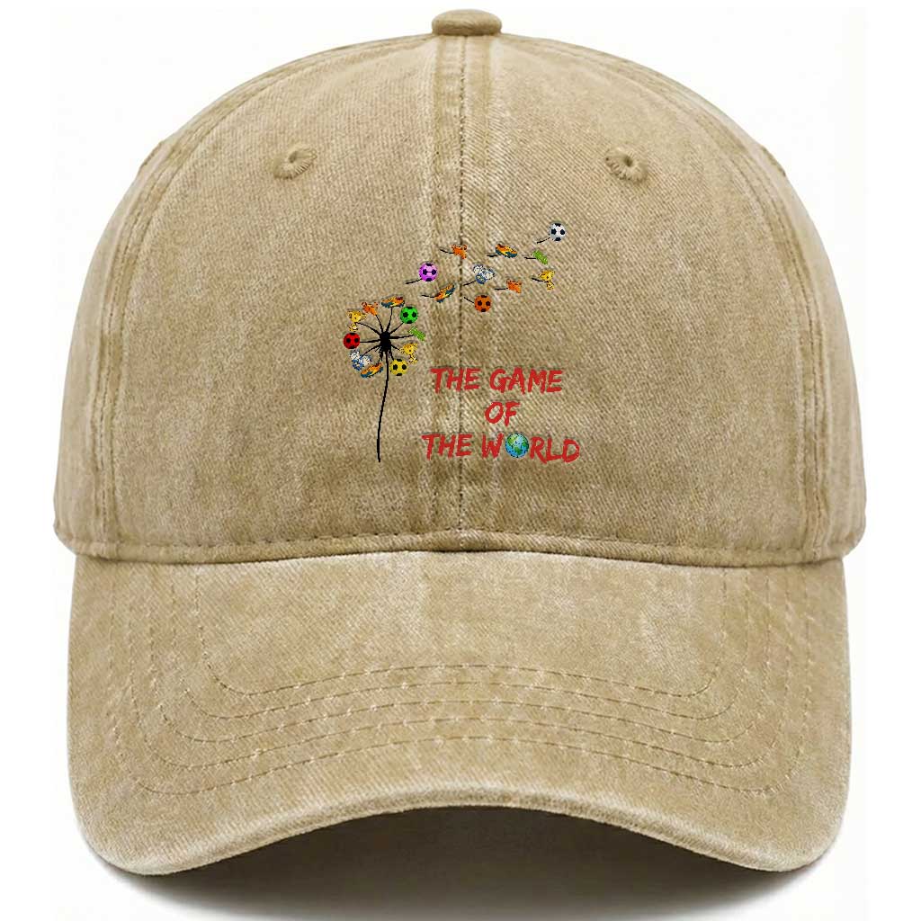 Soccer Dandelion Flower Washed Cotton Baseball Cap The Game Of The World