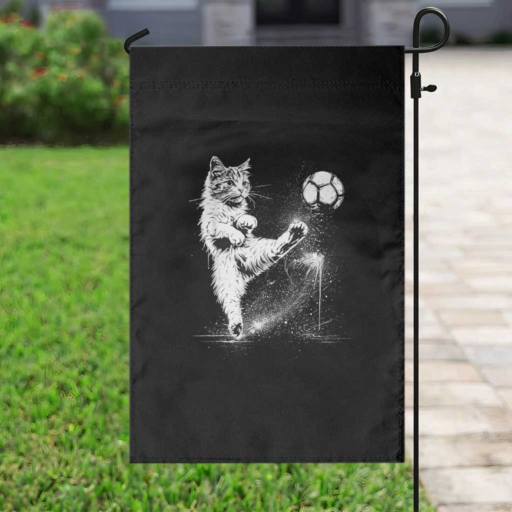 Cat Playing Soccer Garden Flag Funny Cat Lover Gift