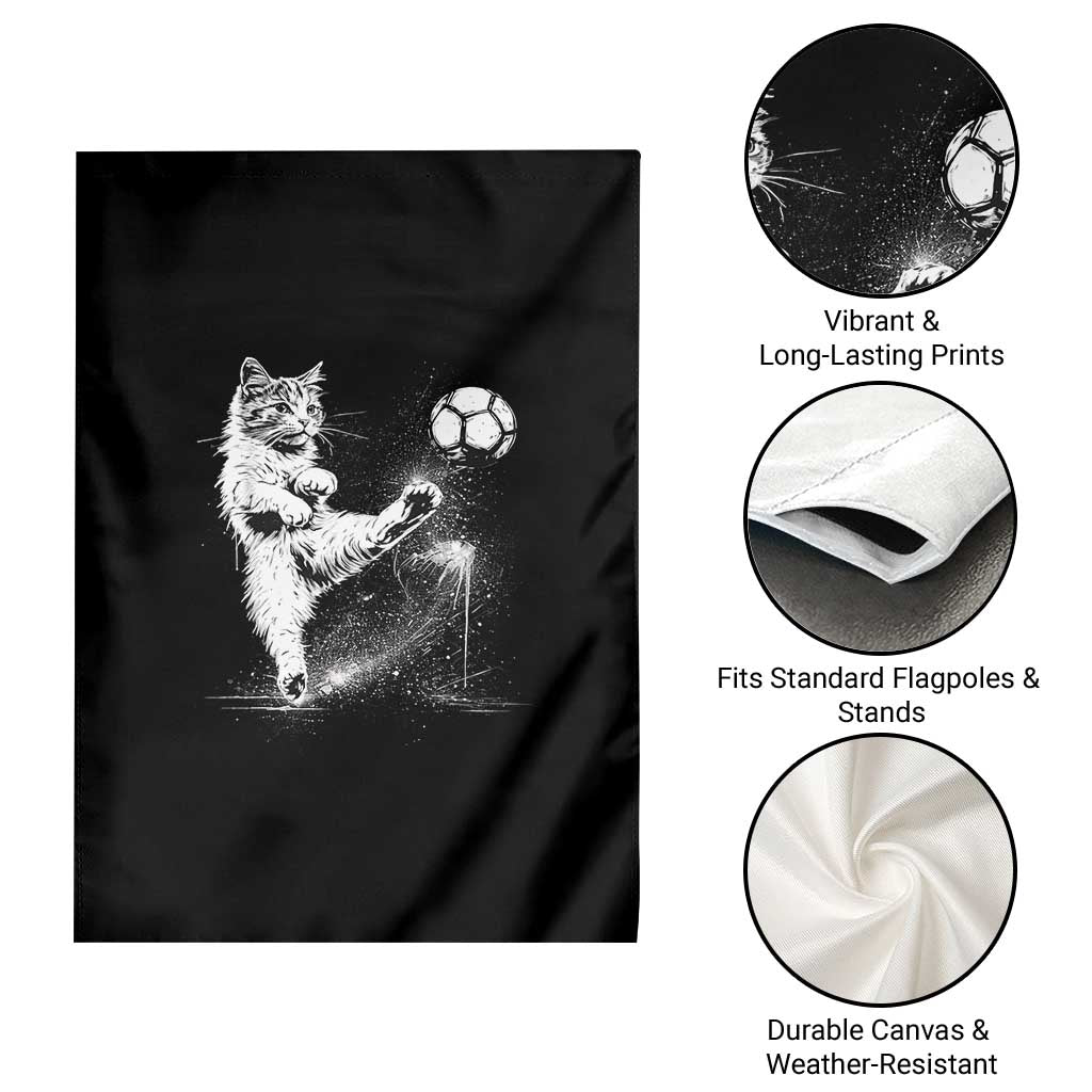 Cat Playing Soccer Garden Flag Funny Cat Lover Gift