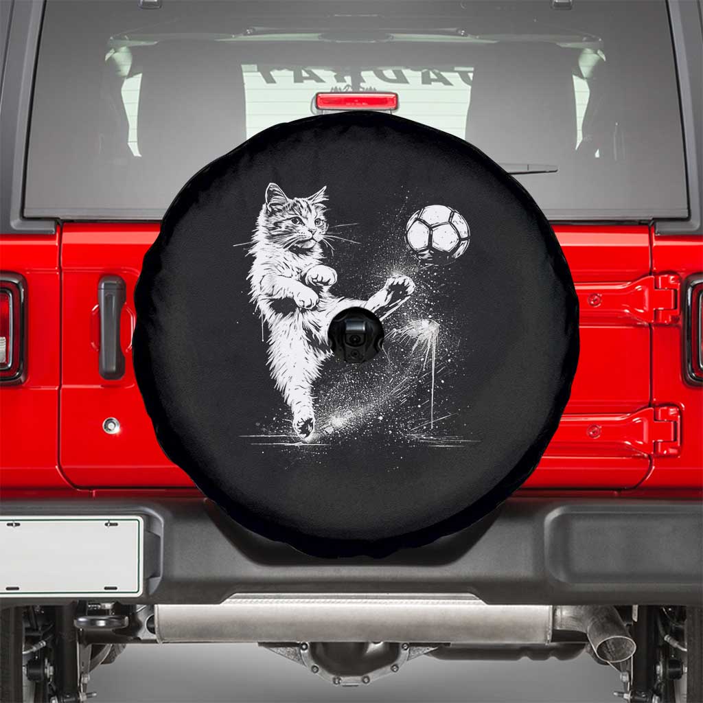 Cat Playing Soccer Spare Tire Cover Funny Cat Lover Gift