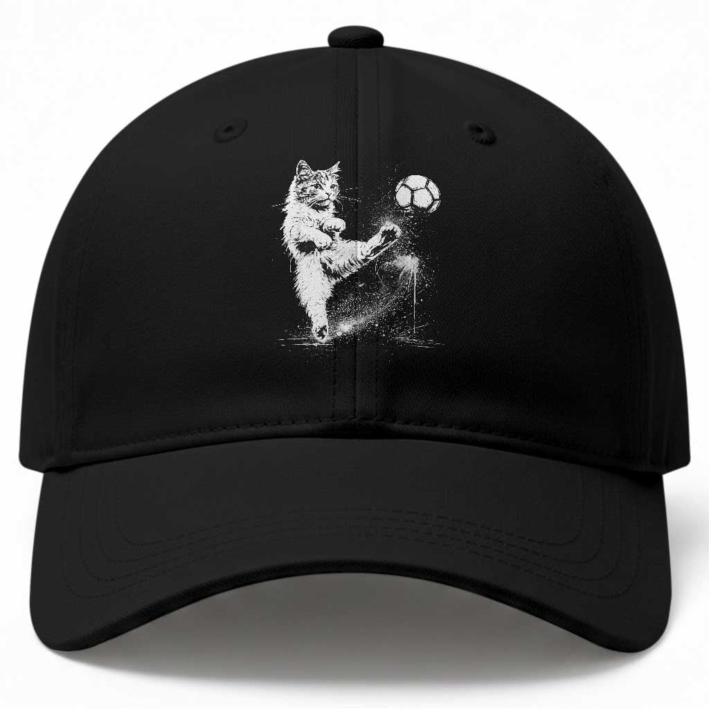 Cat Playing Soccer Baseball Cap Funny Cat Lover Gift
