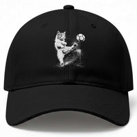 Cat Playing Soccer Baseball Cap Funny Cat Lover Gift