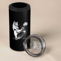 Cat Playing Soccer 4 in 1 Can Cooler Tumbler Funny Cat Lover Gift