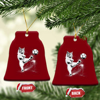 Cat Playing Soccer Ceramic Ornament Funny Cat Lover Gift