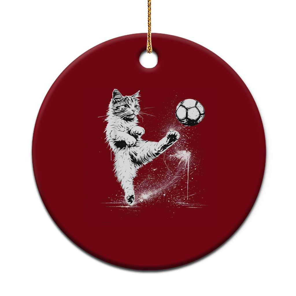 Cat Playing Soccer Ceramic Ornament Funny Cat Lover Gift