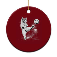 Cat Playing Soccer Ceramic Ornament Funny Cat Lover Gift