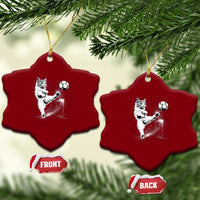 Cat Playing Soccer Ceramic Ornament Funny Cat Lover Gift
