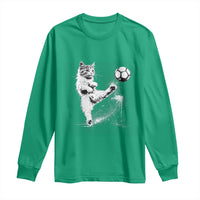 Cat Playing Soccer Long Sleeve Shirt Funny Cat Lover Gift