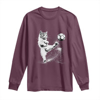 Cat Playing Soccer Long Sleeve Shirt Funny Cat Lover Gift