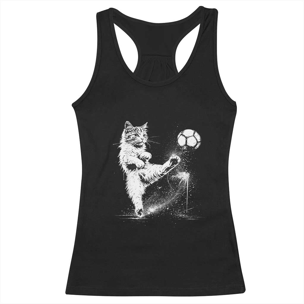 Cat Playing Soccer Racerback Tank Top Funny Cat Lover Gift