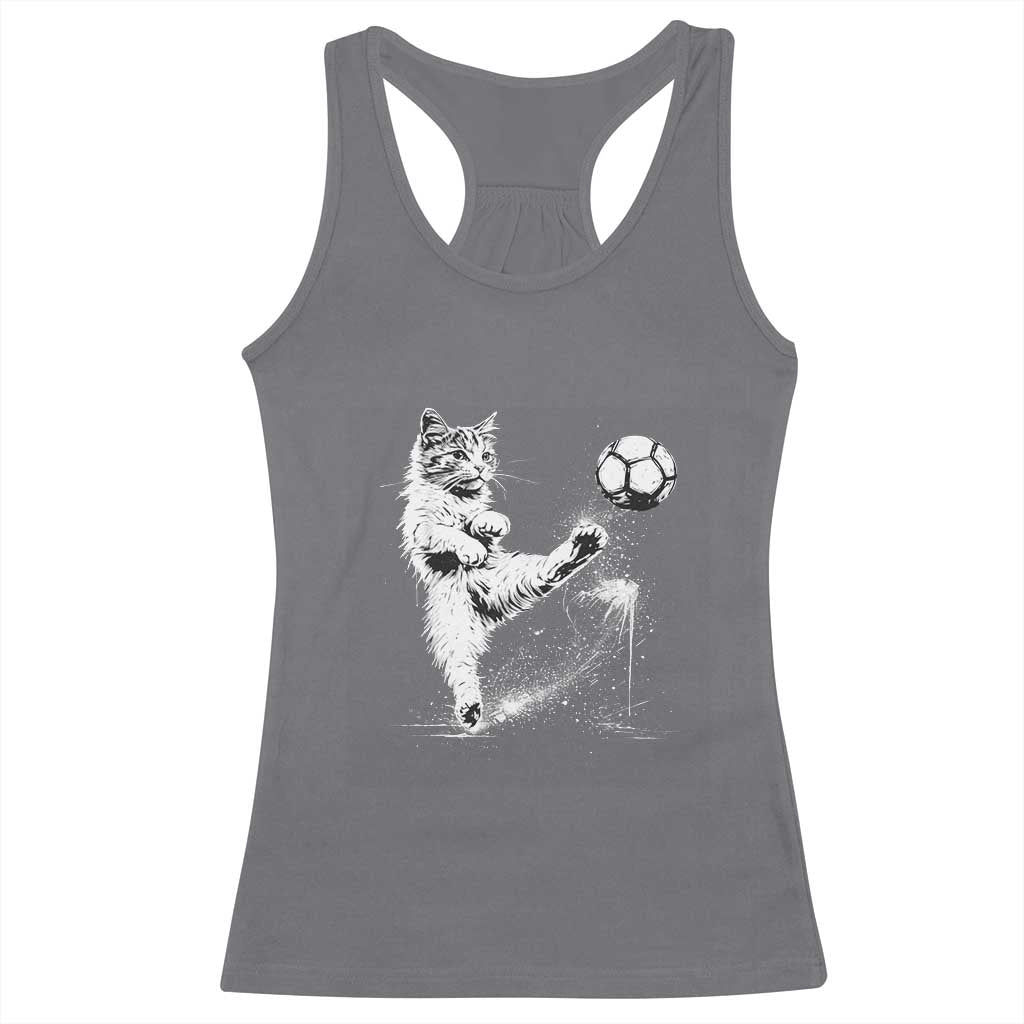 Cat Playing Soccer Racerback Tank Top Funny Cat Lover Gift