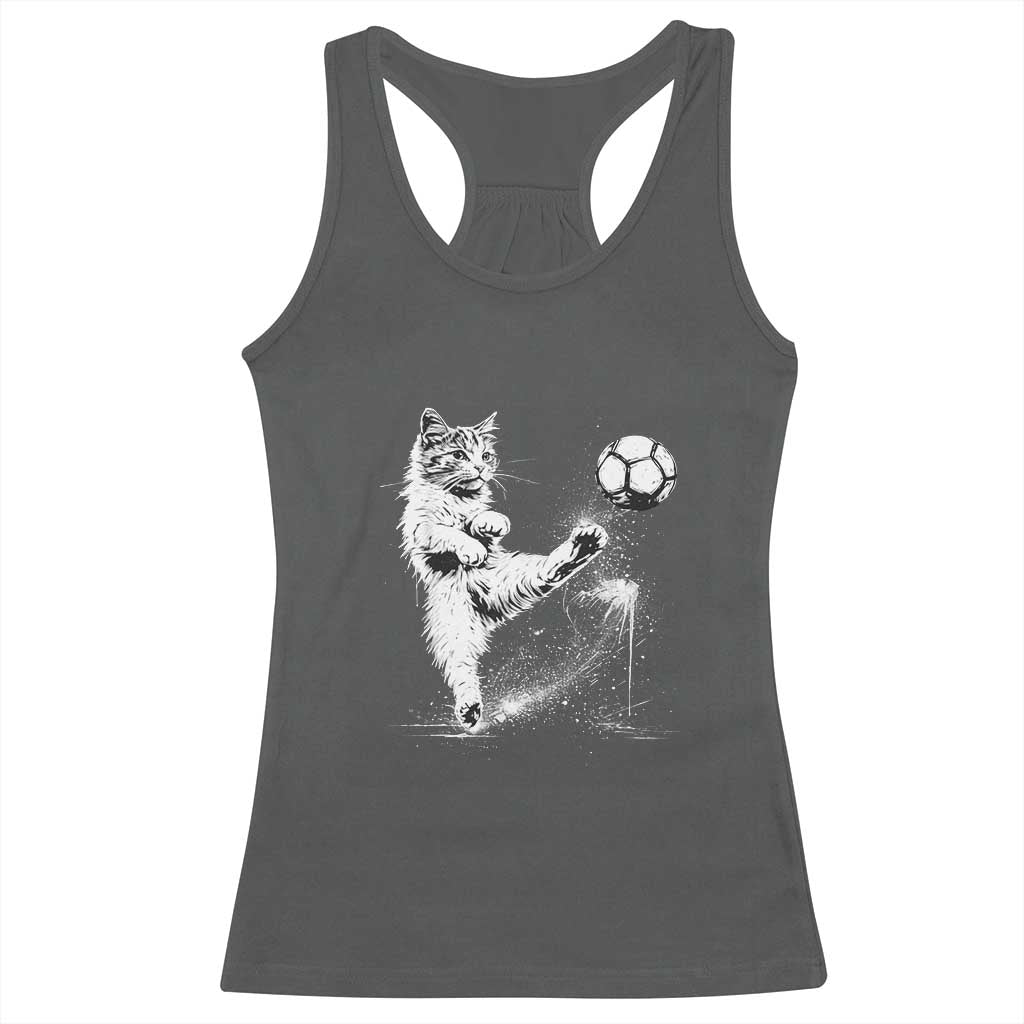 Cat Playing Soccer Racerback Tank Top Funny Cat Lover Gift