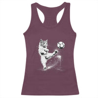 Cat Playing Soccer Racerback Tank Top Funny Cat Lover Gift