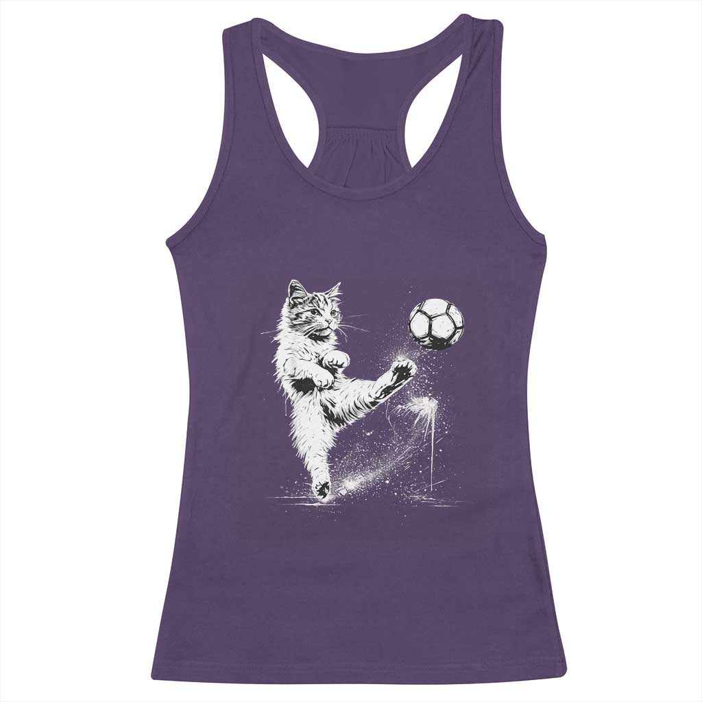 Cat Playing Soccer Racerback Tank Top Funny Cat Lover Gift