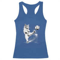 Cat Playing Soccer Racerback Tank Top Funny Cat Lover Gift
