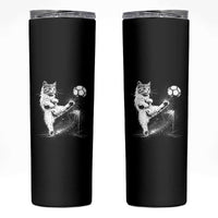 Cat Playing Soccer Skinny Tumbler Funny Cat Lover Gift