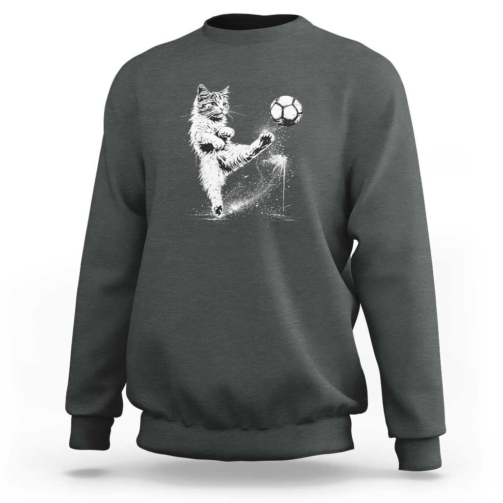 Cat Playing Soccer Sweatshirt Funny Cat Lover Gift