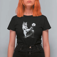 Cat Playing Soccer T Shirt For Women Funny Cat Lover Gift